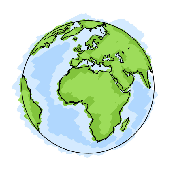 Нарисовать землю и листочки