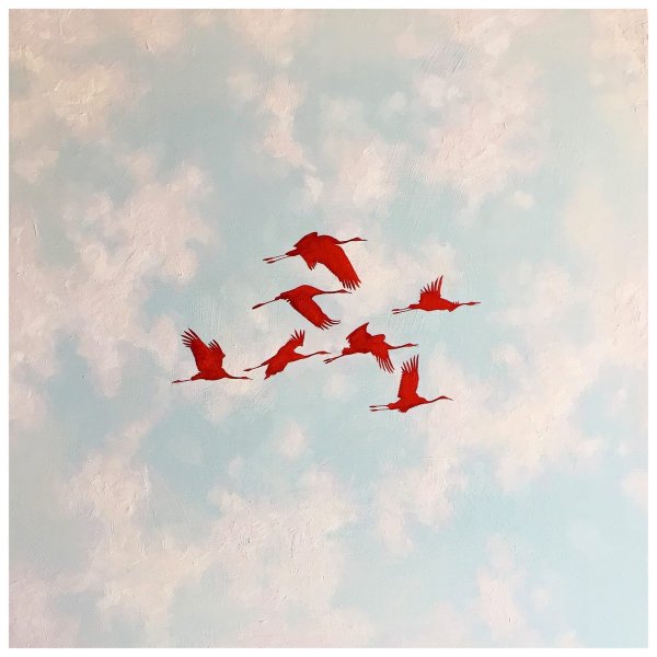 Небо с журавлями день Победы