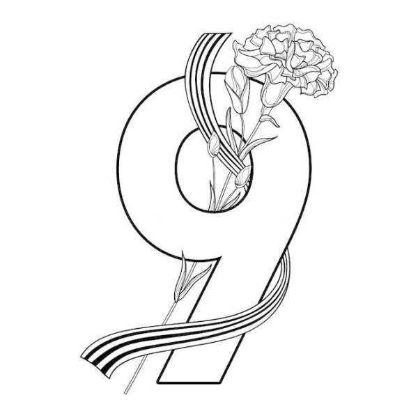 Раскраска гвоздика с георгиевской лентой