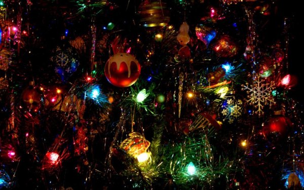 Новогодняя ветка с огоньками