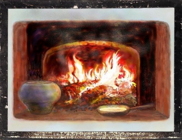 Тканевый огонь в печи