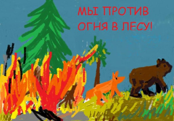 Плакат пожар в лесу