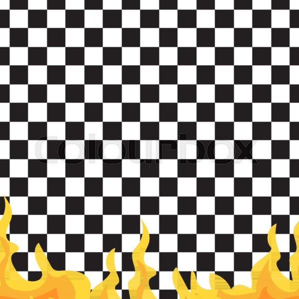 Шахматная клетка фон с огнем