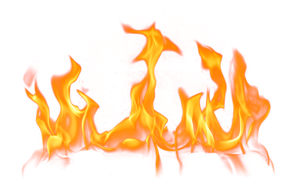 Языки пламени на белом фоне