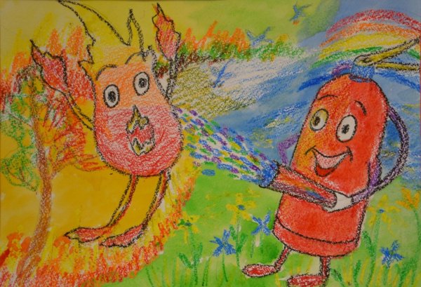 Рисунок на тему огонь и дети