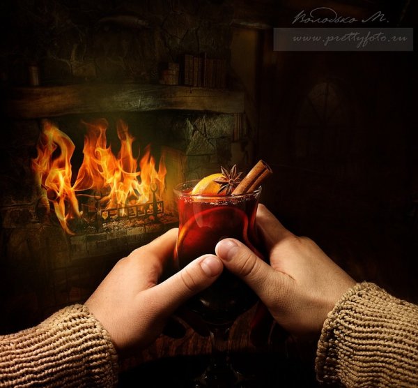 Вечер у камина с глинтвейном