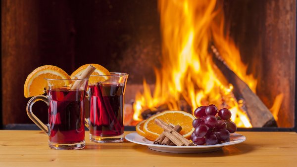 Камин плед глинтвейн