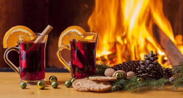 Камин плед глинтвейн