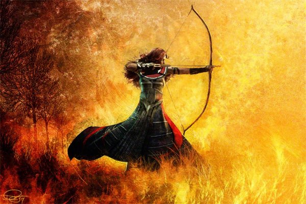 Арт лучник с огненными стрелами