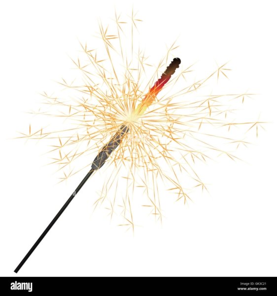 Бенгальский огонь на прозрачном фоне