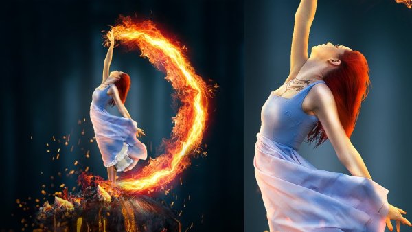 Превратить волосы в огонь фотошоп