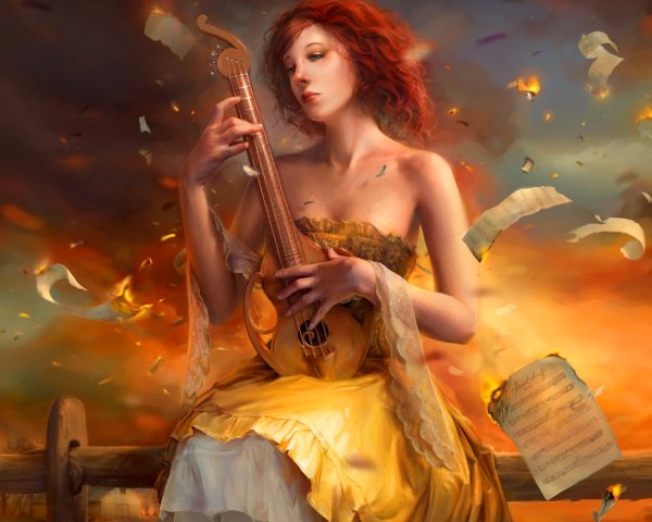 Девушка с музыкальным инструментом