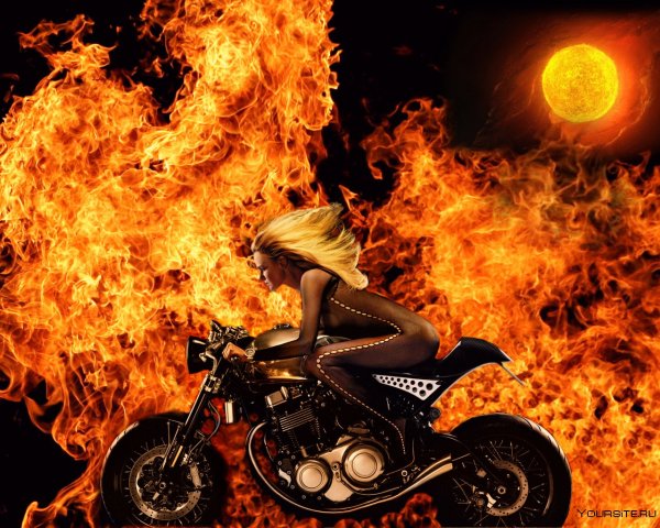 Пламя на мотоцикле