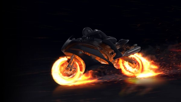 Пламя на мотоцикле