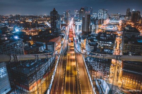 Нью Йорк ночью вид снизу