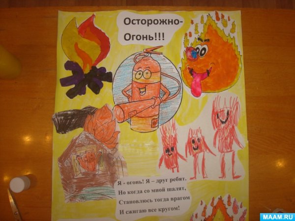 Плакат на тему осторожно обращаться с огнём