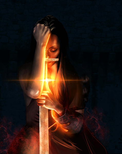 Девушка с мечом в руках