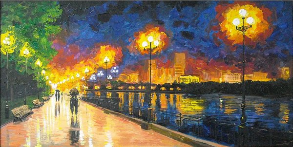 Рисование город вечером