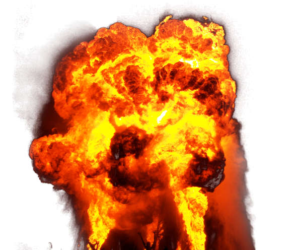 Огненный взрыв на белом фоне