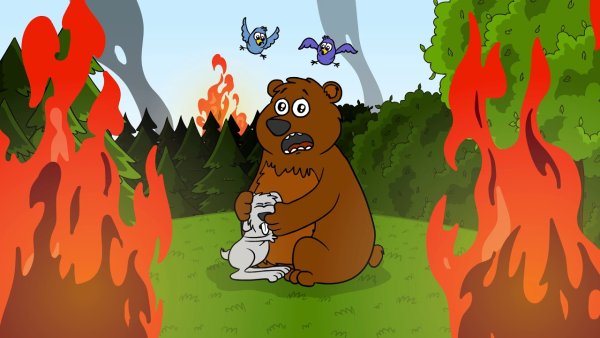 Пожар в лесу и звери