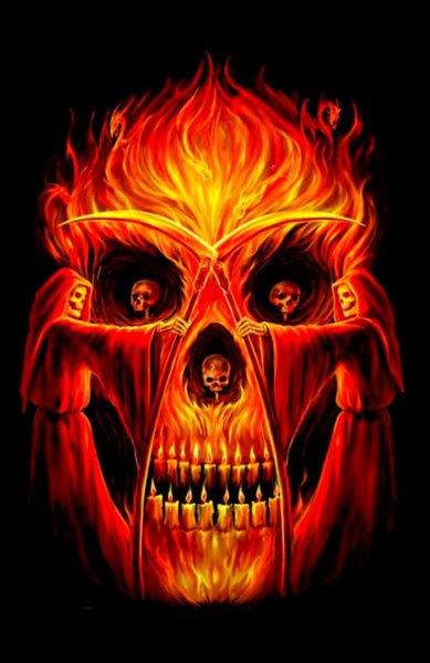 Скелет с горящими глазами