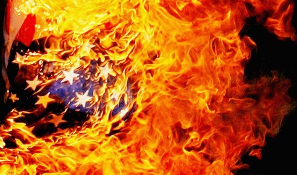Burning American Flag