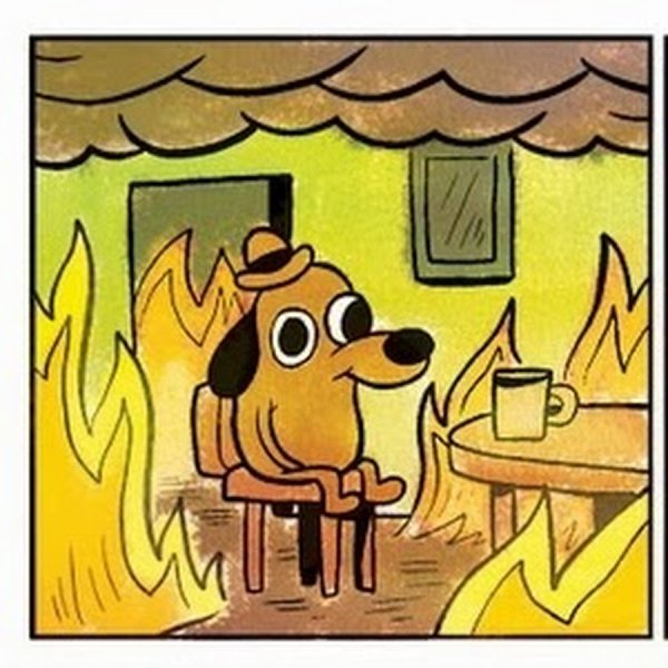 Собака на стуле в горящем доме