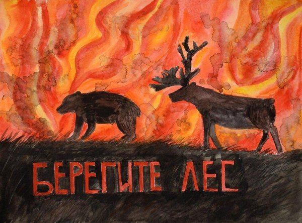 Рисунок на тему Лесные пожары