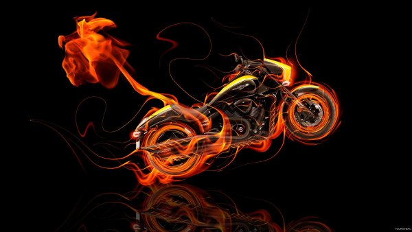 Мотоцикл в огне