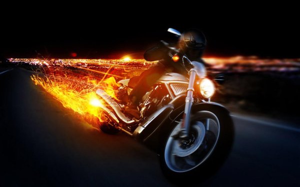 Пламя на мотоцикле