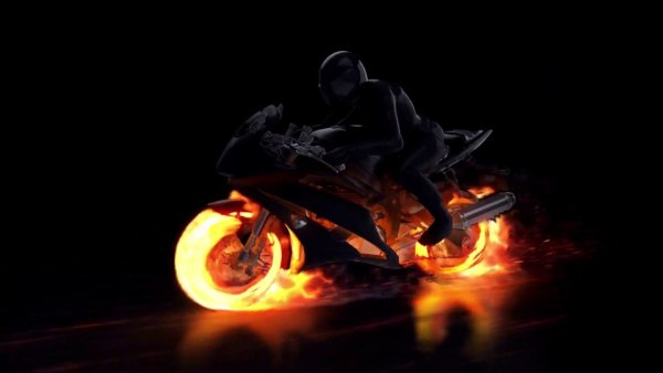 Мотоцикл в огне