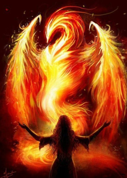 Птица Феникс женщина Восставшая из пепла