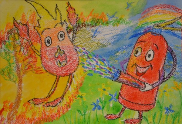 Рисунок на тему огонь и дети