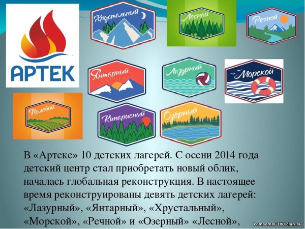 Артек все лагеря названия