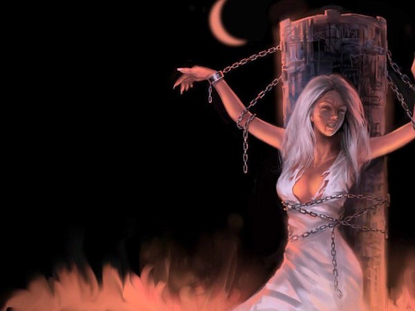 Ведьма на костре инквизиции