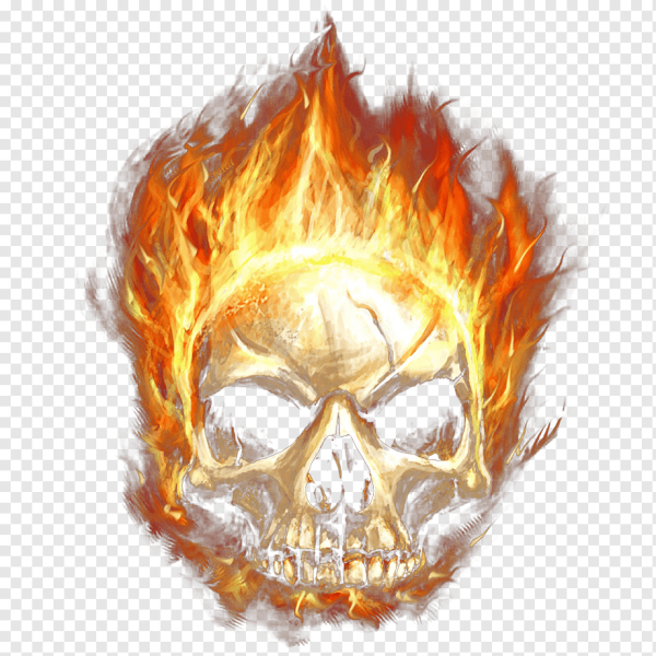 Огненный череп на прозрачном фоне