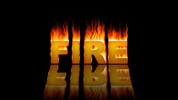Надпись Fire в огне