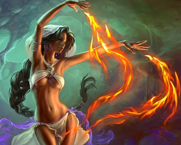 Стройная девушка фэнтези магия