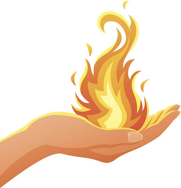 Нарисовать огонь на руке