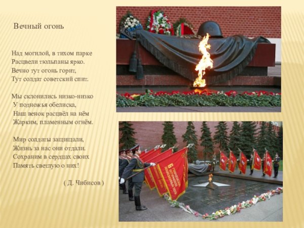 Вечный огонь над могилой в тихом парке Автор