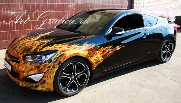 Аэрография пламя на авто
