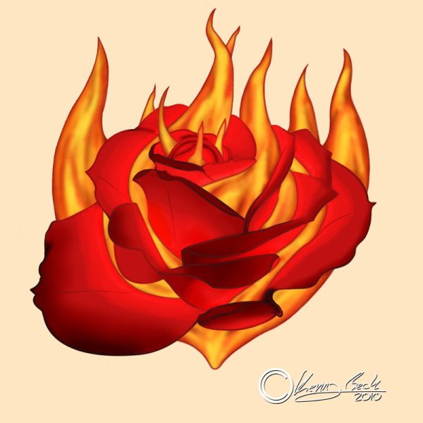 Горящие розы тату