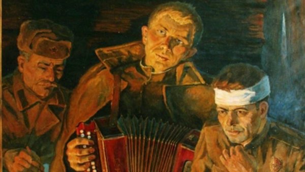 В землянке гармонь