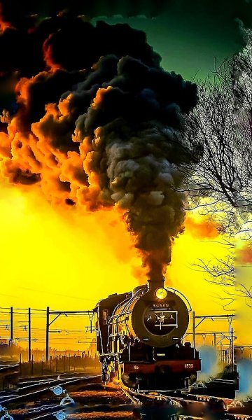 Паровоз дымит