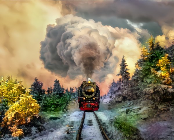 Паровоз в лесу