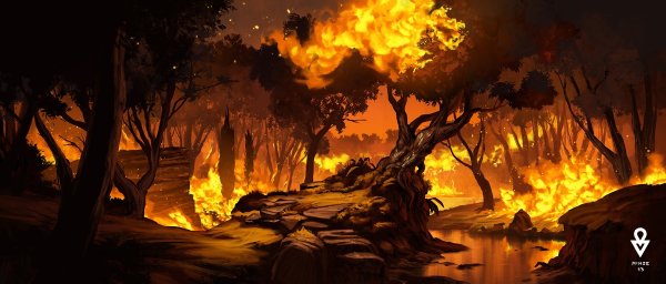 Лес огонь фэнтези