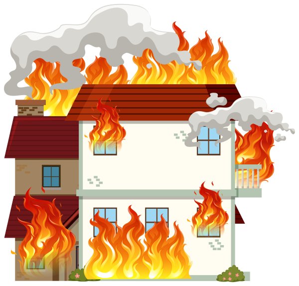 Дом горит вектор