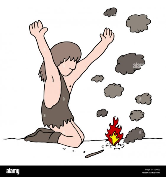 Первобытные люди разжигают костер