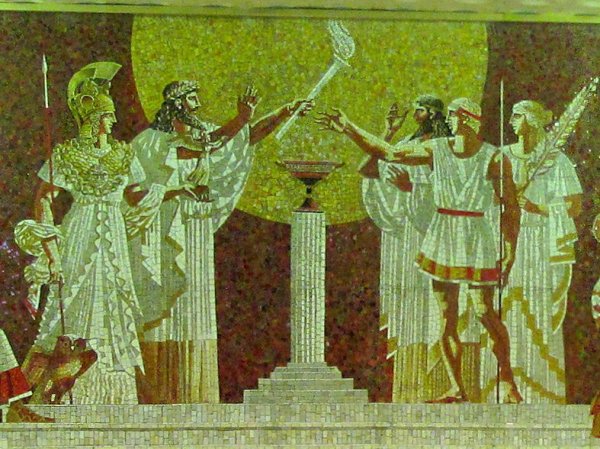 Олимпийский огонь в древней Греции иллюстрации