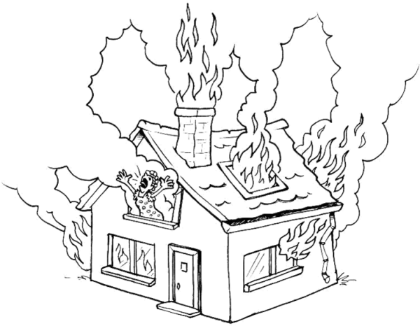 Пожар раскраска для детей
